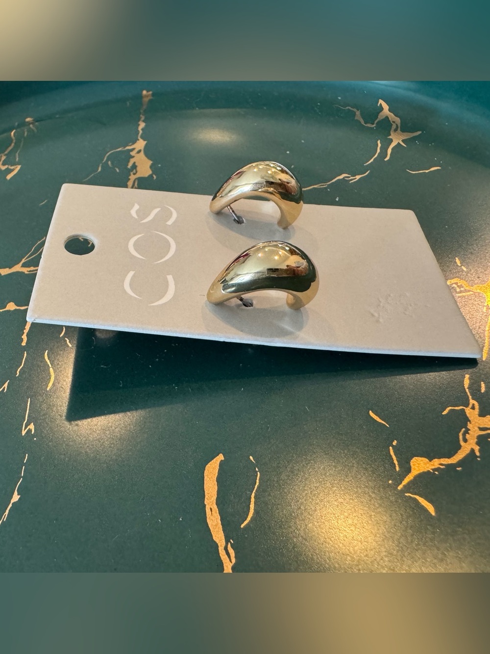 Brand New COS Gold dome Drop Earrings - Picture 2 of 2